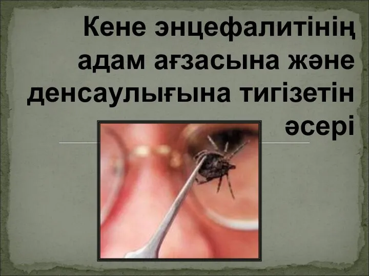 Кене энцефалитінің адам ағзасына және денсаулығына тигізетін әсері