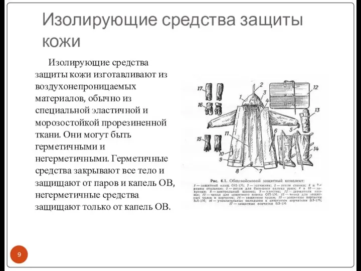 Изолирующие средства защиты кожи Изолирующие средства защиты кожи изготавливают из воздухонепроницаемых