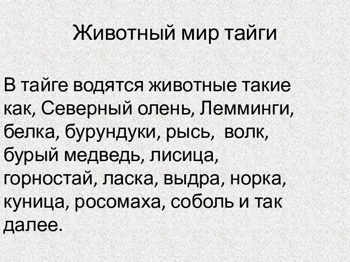 Животный мир тайги В тайге водятся животные такие как, Северный олень,