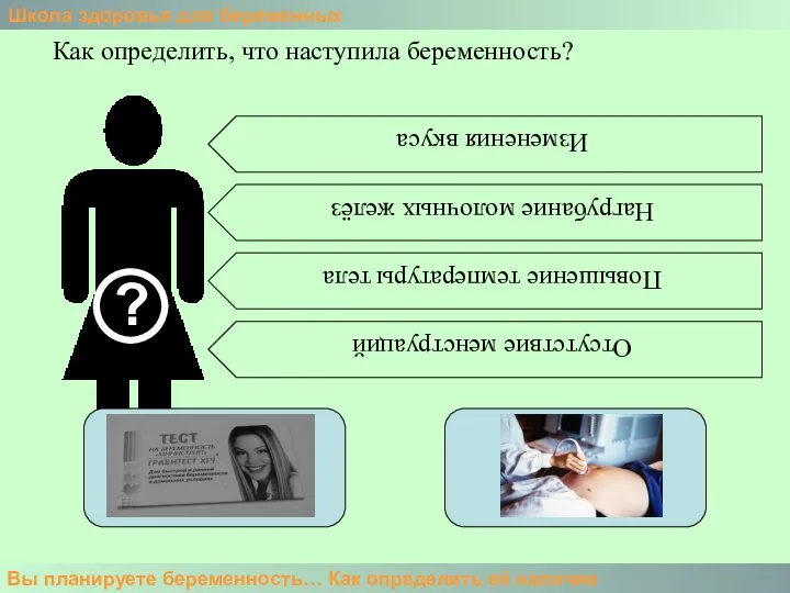 Школа здоровья для беременных Вы планируете беременность… Как определить её наличие