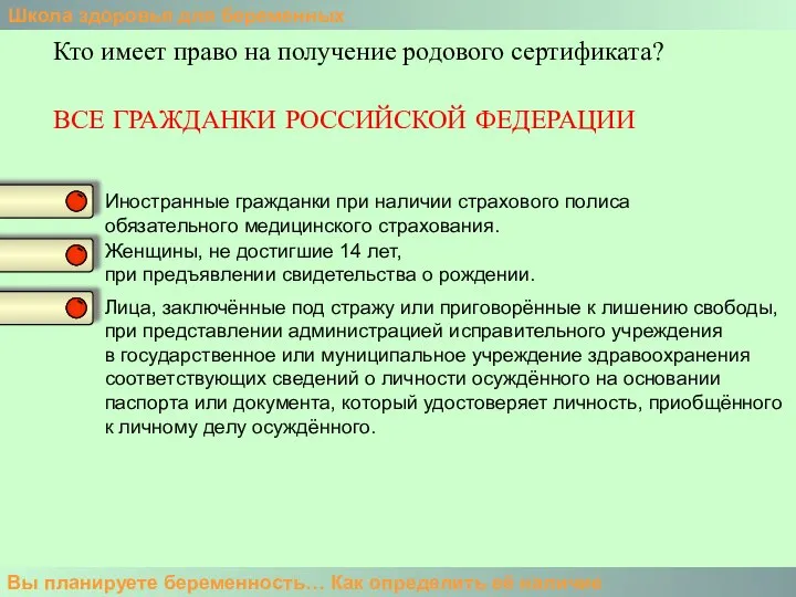 Школа здоровья для беременных Вы планируете беременность… Как определить её наличие