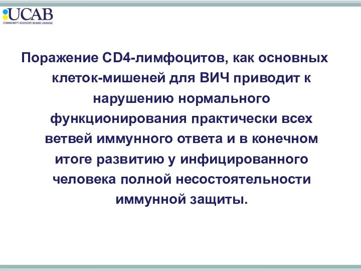 Поражение CD4-лимфоцитов, как основных клеток-мишеней для ВИЧ приводит к нарушению нормального