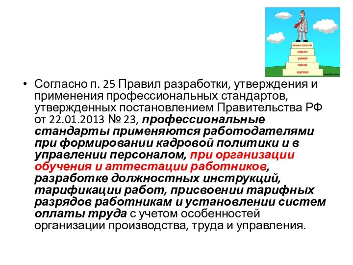 Согласно п. 25 Правил разработки, утверждения и применения профессиональных стандартов, утвержденных