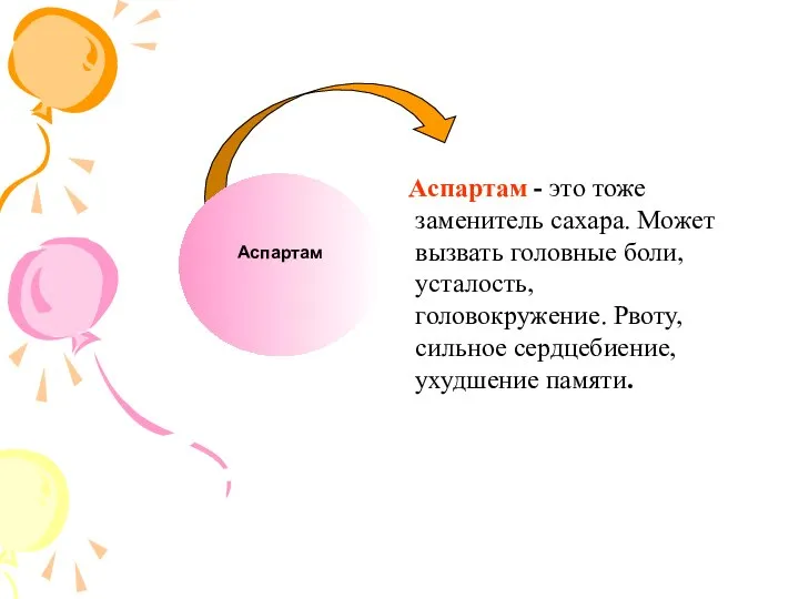 Аспартам - это тоже заменитель сахара. Может вызвать головные боли, усталость,