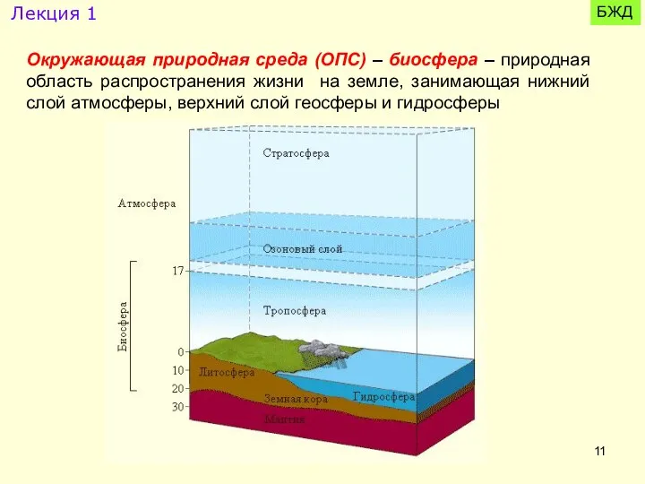 Окружающая природная среда (ОПС) – биосфера – природная область распространения жизни