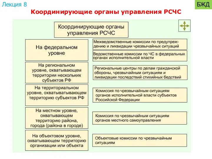 Координирующие органы управления РСЧС Лекция 8 БЖД