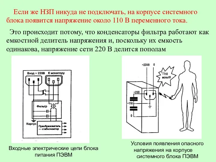 Если же НЗП никуда не подключать, на корпусе системного блока появится