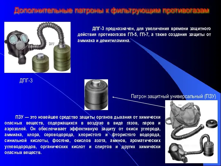 Дополнительные патроны к фильтрующим противогазам ПЗУ — это новейшее средство защиты