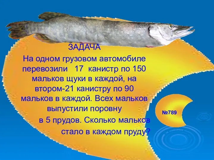 ЗАДАЧА На одном грузовом автомобиле перевозили 17 канистр по 150 мальков