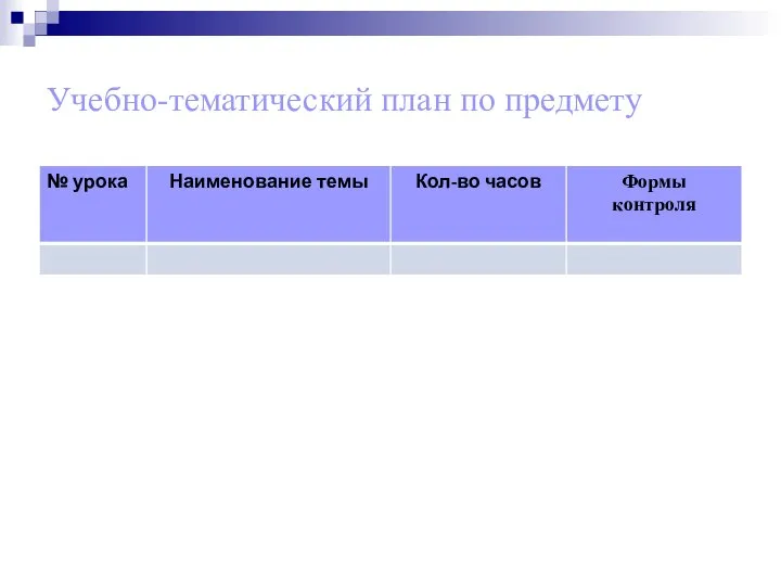 Учебно-тематический план по предмету