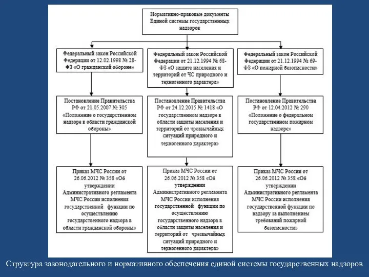 Структура законодательного и нормативного обеспечения единой системы государственных надзоров
