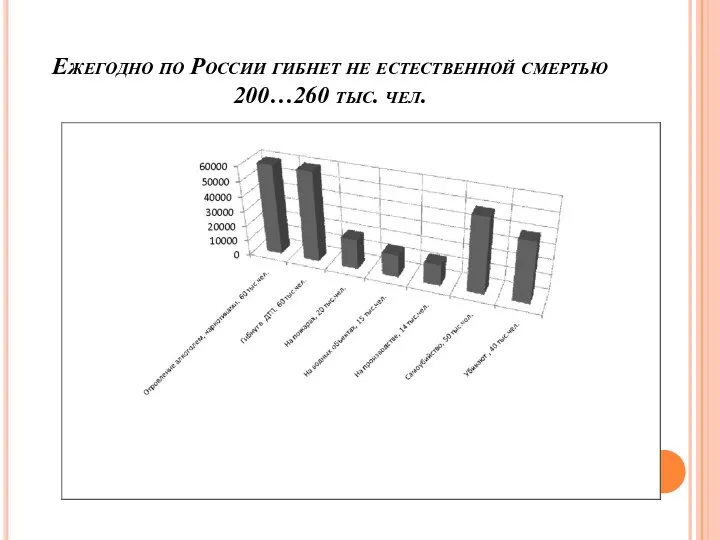 Ежегодно по России гибнет не естественной смертью 200…260 тыс. чел.