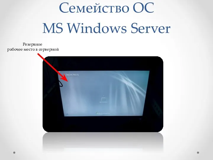 Семейство ОС MS Windows Server Резервное рабочее место в серверной