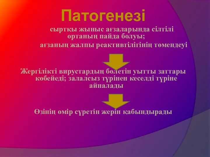 Патогенезі сыртқы жыныс ағзаларында сілтілі ортаның пайда болуы; ағзаның жалпы реактивтілігінің