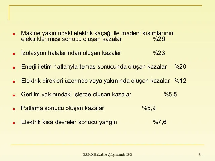 ESGO Elektrikle Çalışmalarda İSG Makine yakınındaki elektrik kaçağı ile madeni kısımlarının