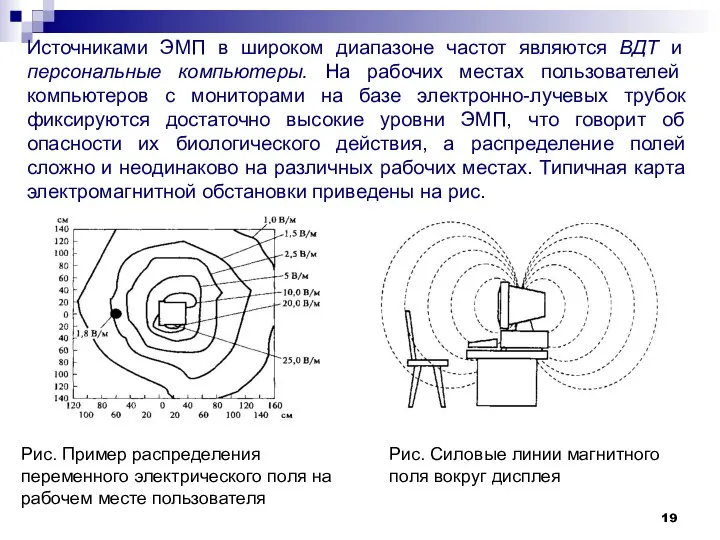 Источниками ЭМП в широком диапазоне частот являются ВДТ и персональные компьютеры.