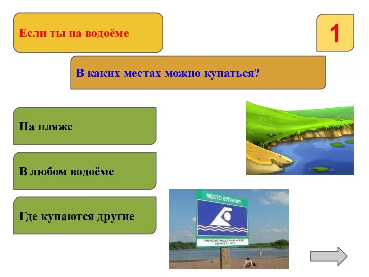 Если ты на водоёме 1 В каких местах можно купаться? В