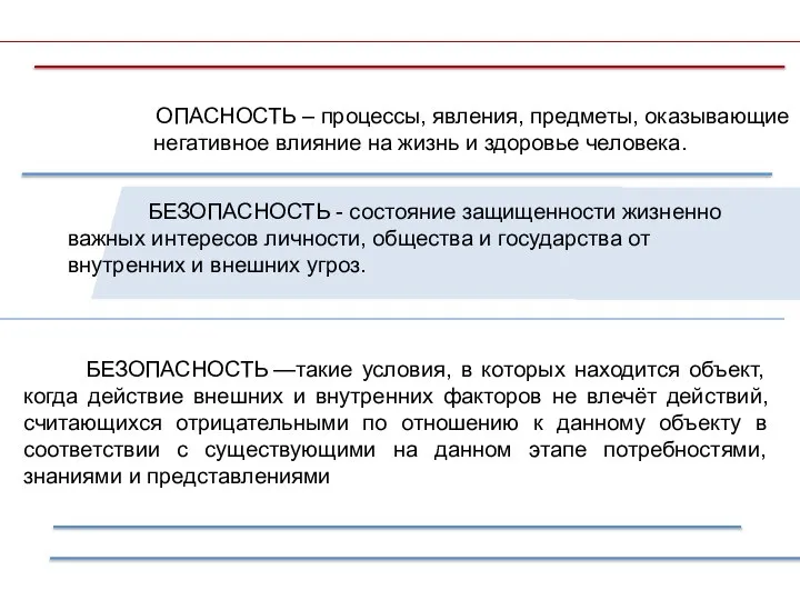 ОПАСНОСТЬ – процессы, явления, предметы, оказывающие негативное влияние на жизнь и