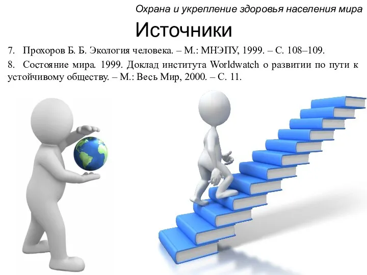 Источники 7. Прохоров Б. Б. Экология человека. – М.: МНЭПУ, 1999.