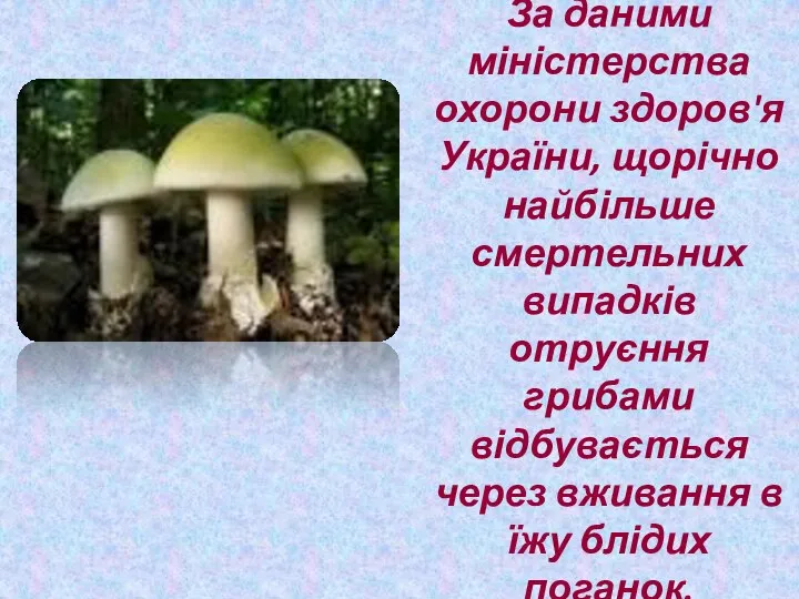 За даними міністерства охорони здоров'я України, щорічно найбільше смертельних випадків отруєння