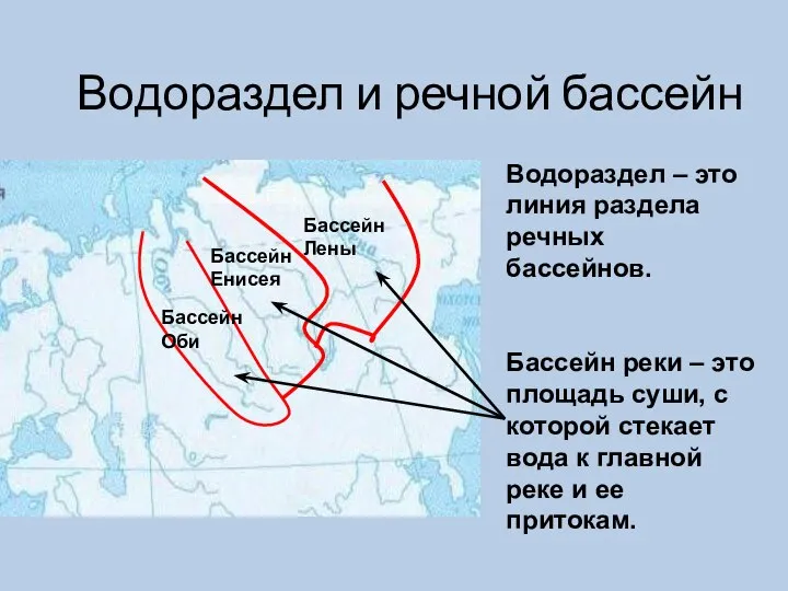 Водораздел и речной бассейн Водораздел – это линия раздела речных бассейнов.