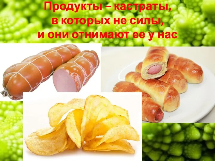 Продукты – кастраты, в которых не силы, и они отнимают ее у нас