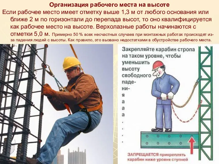 Организация рабочего места на высоте Если рабочее место имеет отметку выше