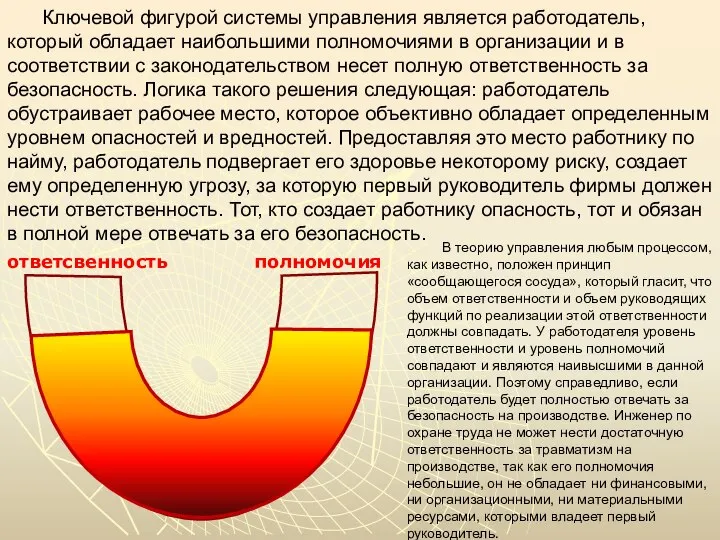 Ключевой фигурой системы управления является работодатель, который обладает наибольшими полномочиями в