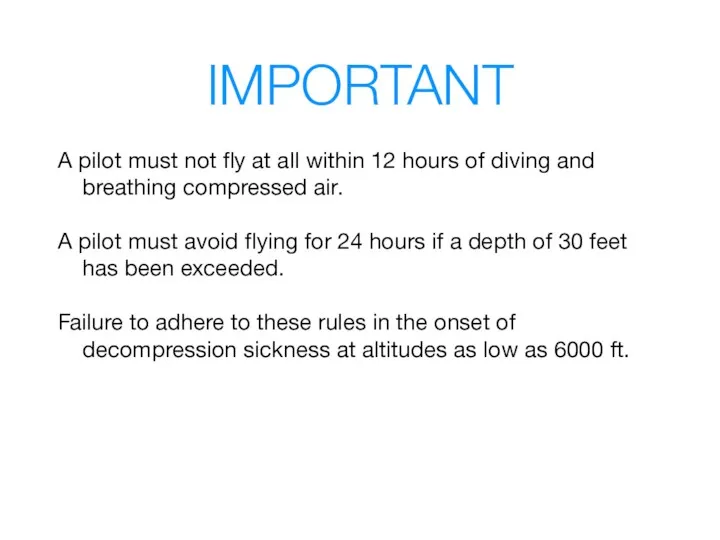 IMPORTANT A pilot must not fly at all within 12 hours