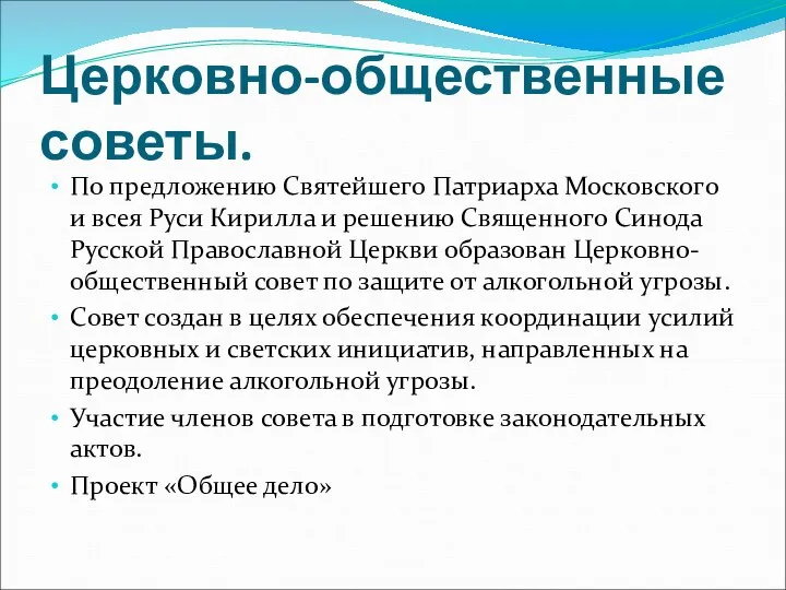 Церковно-общественные советы. По предложению Святейшего Патриарха Московского и всея Руси Кирилла