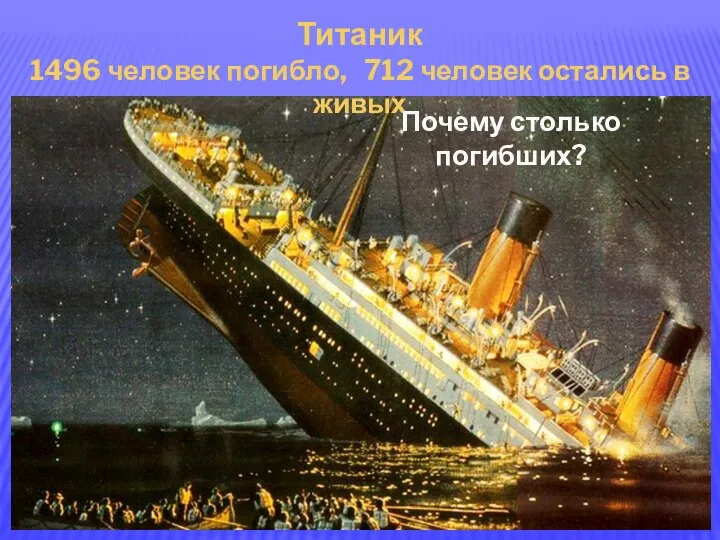 Титаник 1496 человек погибло, 712 человек остались в живых Почему столько погибших?