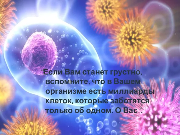 “Если Вам станет грустно, вспомните, что в Вашем организме есть миллиарды