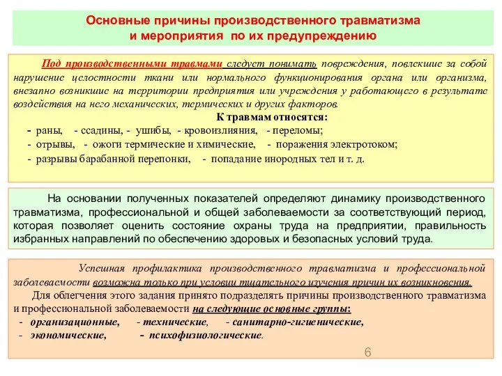 Основные причины производственного травматизма и мероприятия по их предупреждению Под производственными