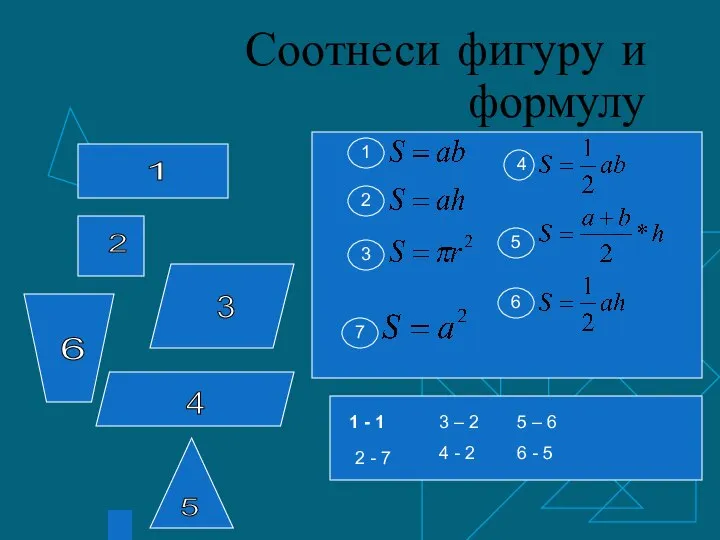 Соотнеси фигуру и формулу 1 2 3 4 5 1 2