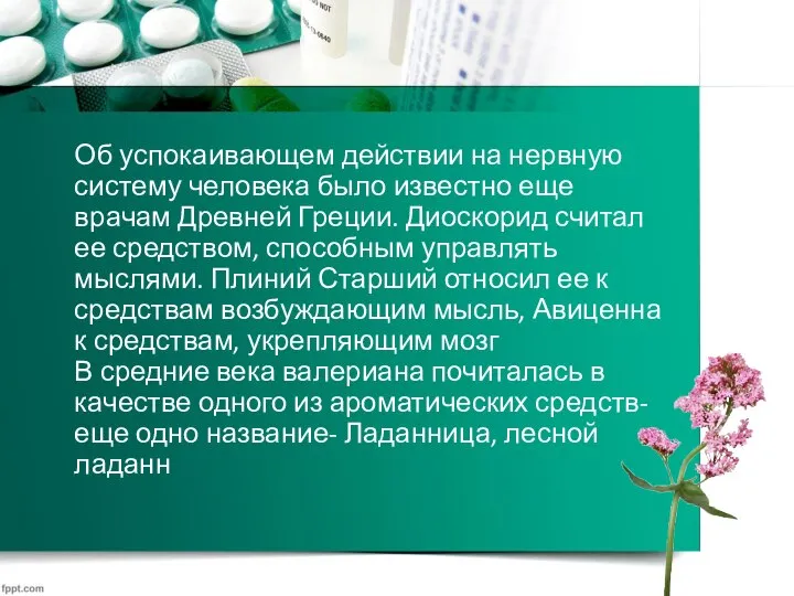 Об успокаивающем действии на нервную систему человека было известно еще врачам