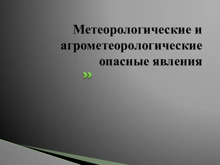 Метеорологические и агрометеорологические опасные явления