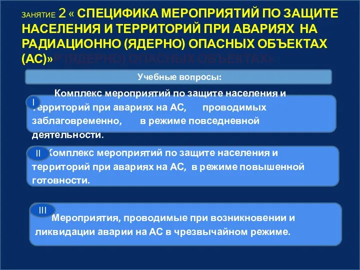 3АНЯТИЕ 2 « СПЕЦИФИКА МЕРОПРИЯТИЙ ПО ЗАЩИТЕ НАСЕЛЕНИЯ И ТЕРРИТОРИЙ ПРИ