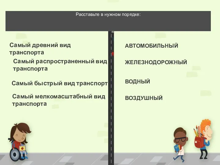 Самый древний вид транспорта Самый распространенный вид транспорта Самый быстрый вид