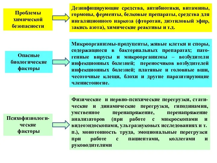 Проблемы химической безопасности Дезинфицирующие средства, антибиотики, витамины, гормоны, ферменты, белковые препараты,