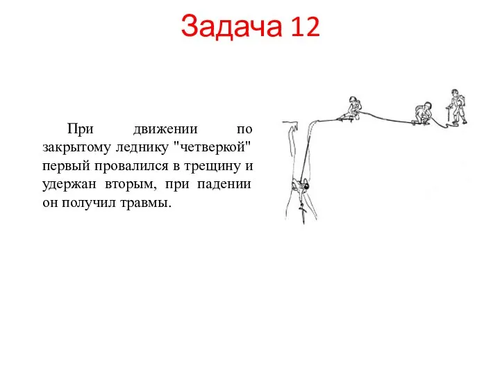 Задача 12 При движении по закрытому леднику "четверкой" первый провалился в