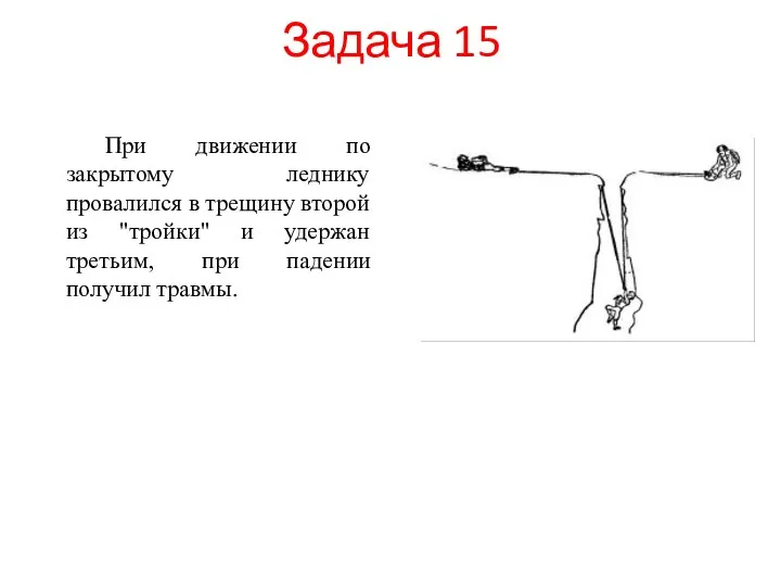 Задача 15 При движении по закрытому леднику провалился в трещину второй