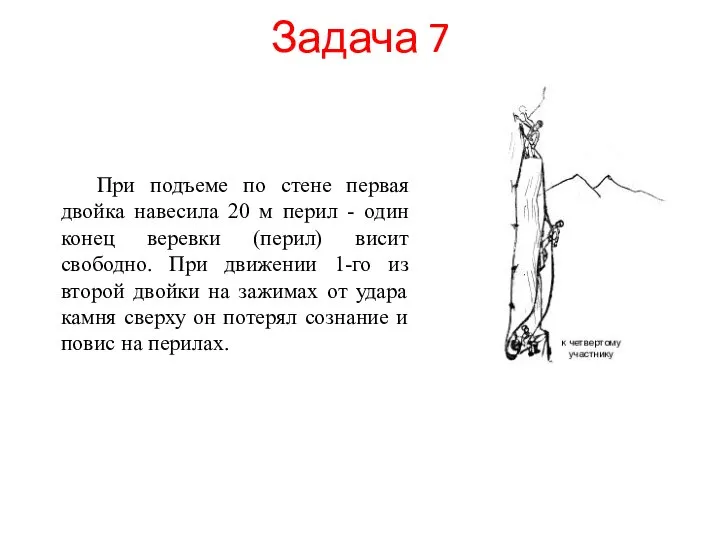 Задача 7 При подъеме по стене первая двойка навесила 20 м