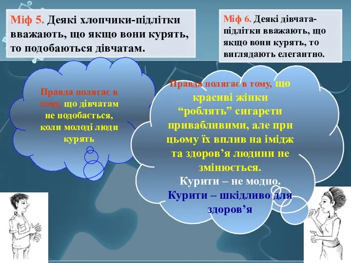 Міф 5. Деякі хлопчики-підлітки вважають, що якщо вони курять, то подобаються