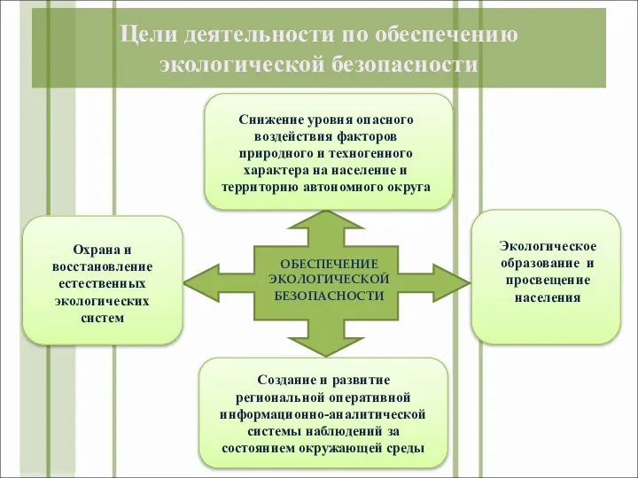 Цели деятельности по обеспечению экологической безопасности