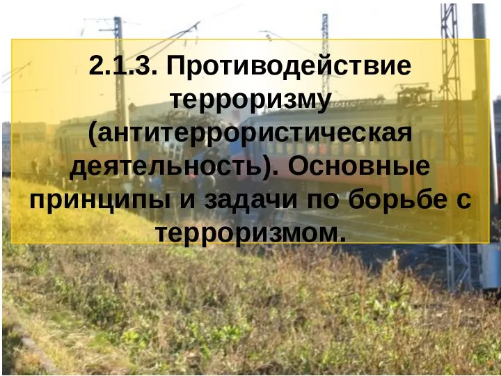 14 2.1.3. Противодействие терроризму (антитеррористическая деятельность). Основные принципы и задачи по борьбе с терроризмом.