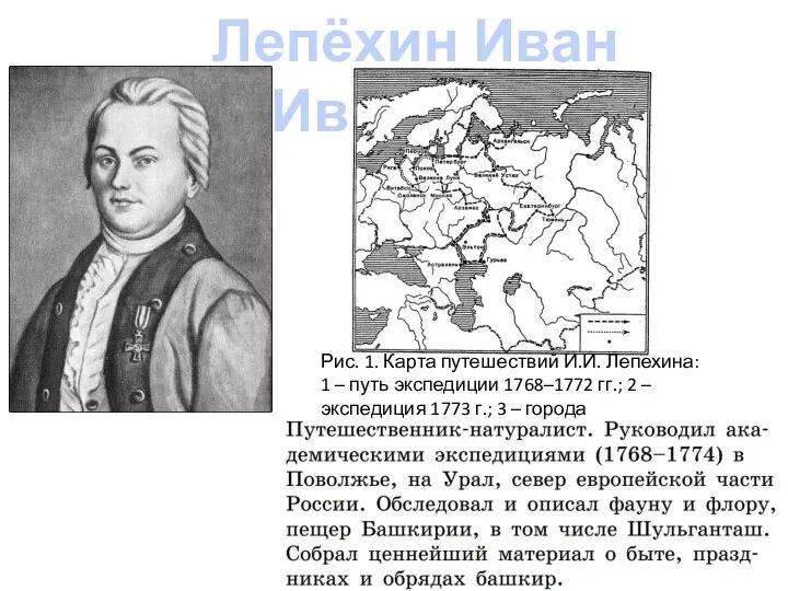 Лепёхин Иван Иванович Рис. 1. Карта путешествий И.И. Лепехина: 1 –