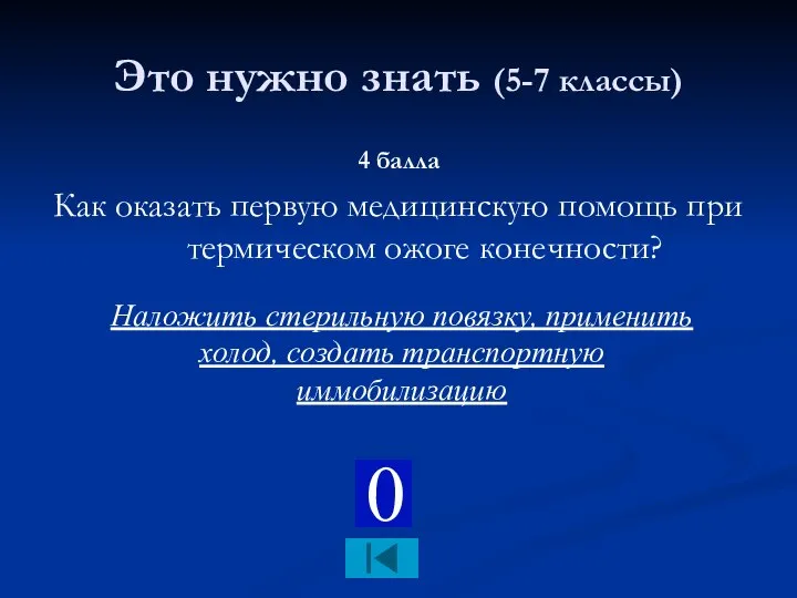 Это нужно знать (5-7 классы) 4 балла Как оказать первую медицинскую