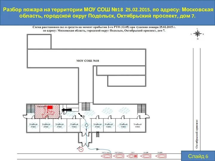 Разбор пожара на территории МОУ СОШ №18 25.02.2015. по адресу: Московская