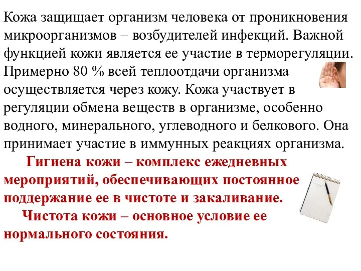 Кожа защищает организм человека от проникновения микроорганизмов – возбудителей инфекций. Важной