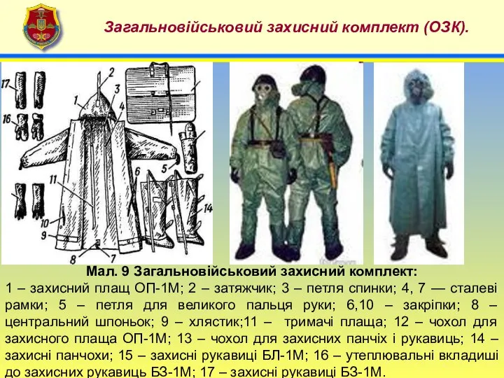 4 Загальновійськовий захисний комплект (ОЗК). Мал. 9 Загальновійськовий захисний комплект: 1